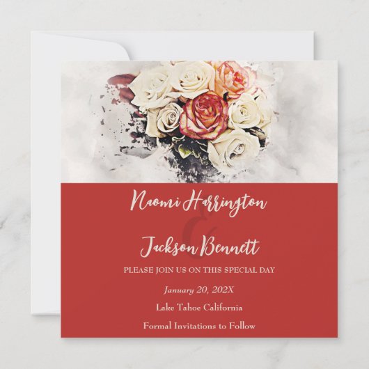 Save The Date Rose Peint Classique Enregistrer La Date (Dos)