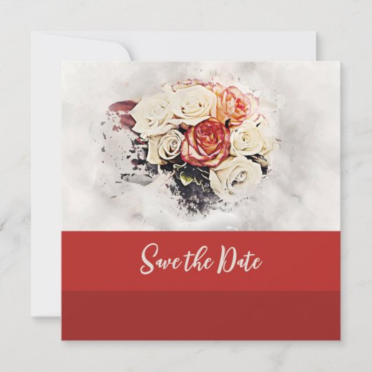 Save The Date Rose Peint Classique Enregistrer La Date (Devant)