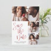 Save The Date Rose photo moderne Gold Script (Debout devant)