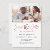 Save The Date Rose photo moderne Gold Script (Dos)