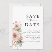 Save The Date Rose poudré Blush Fleurs de mariage (Devant)