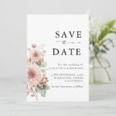 Save The Date Rose poudré Blush Fleurs de mariage (Debout devant)