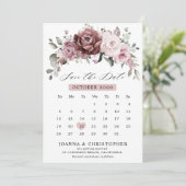 Save The Date Rose Poussiéreuse Floral Mariage Peach Save The Da (Debout devant)