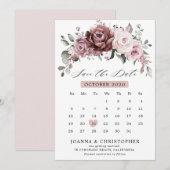 Save The Date Rose Poussiéreuse Floral Mariage Peach Save The Da (Devant / Derrière)