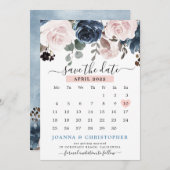 Save The Date Rose Poussiéreux Fleurs Botaniques De Mariage Rose (Devant / Derrière)