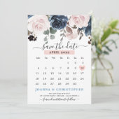 Save The Date Rose Poussiéreux Fleurs Botaniques Robe de Mariée  (Debout devant)