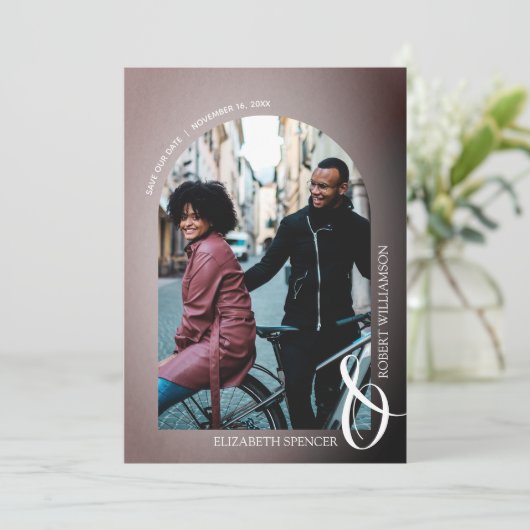 Save The Date Rose QR Code Mariage photo (Debout devant)