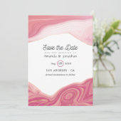Save The Date Rose Quartz et Blush Strata Agate Mariage en pierr (Debout devant)