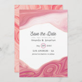 Save The Date Rose Quartz et Blush Strata Agate Mariage en pierr (Devant / Derrière)