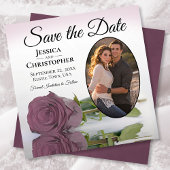 Save The Date Rose romantique Dusty Mauve avec Mariage Oval Phot