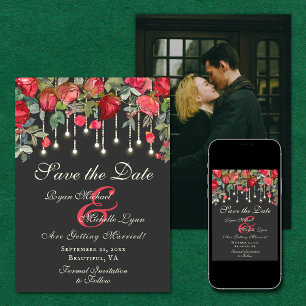 Save The Date Rose romantique Enchanteur Jardin Mariage photo