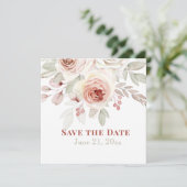 Save The Date Rose Romantique Rose Pâle sur Mariage Blanc (Debout devant)