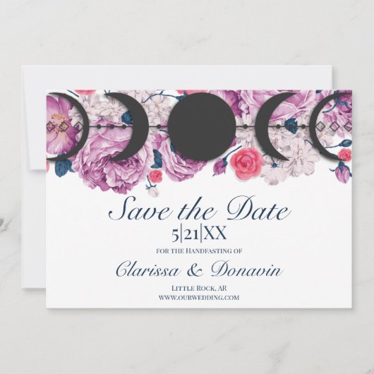 Save The Date Rose Rose Lune Phase Wiccan Handfasting (Devant)