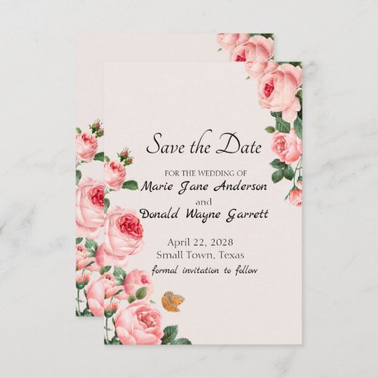 Save The Date Rose rose pâle (Devant / Derrière)