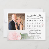 Save The Date Rose rose pâle Élégant calendrier de mariage & pho (Devant)