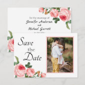 Save The Date Rose Rose Pâle qui Rougit (Devant / Derrière)