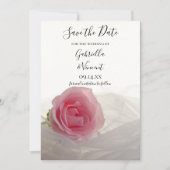 Save The Date Rose rose sur mariage blanc Enregistrer la date (Devant)