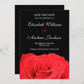 Save The Date Rose rouge et mariage noir Enregistrer la date (Devant / Derrière)