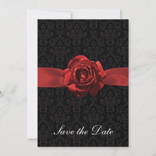 Save The Date Rose rouge et ruban (Devant)