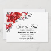 Save The Date Rose rouge mariage floral Enregistrer la date (Devant)