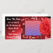 Save The Date Rose rouge - photo du Mariage (Devant / Derrière)