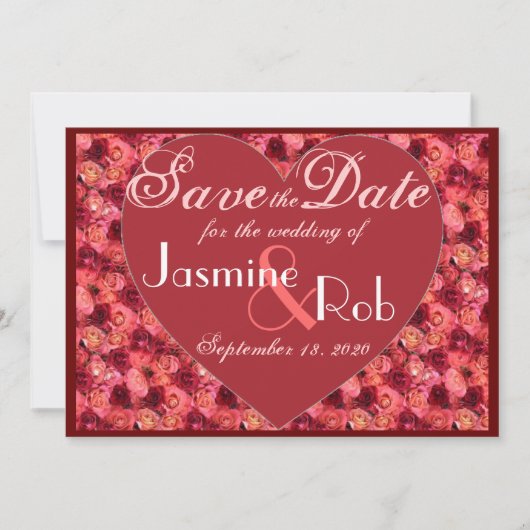 Save The Date Rose rouge rose rose valentine Enregistrer la date (Devant)