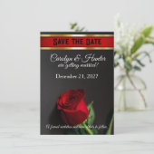 Save The Date Rose rouge sur Mariage noir (Debout devant)