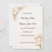 Save The Date Rose Rustique de Luxe avec Herbe de Pampa (Devant)