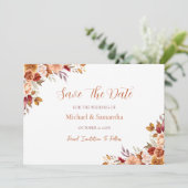Save The Date Rose rustique et chrysanthème pour un mariage d'au (Debout devant)