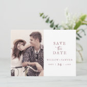 Save The Date Rose Rustique Gold Script Photo Enregistrer la dat (Debout devant)