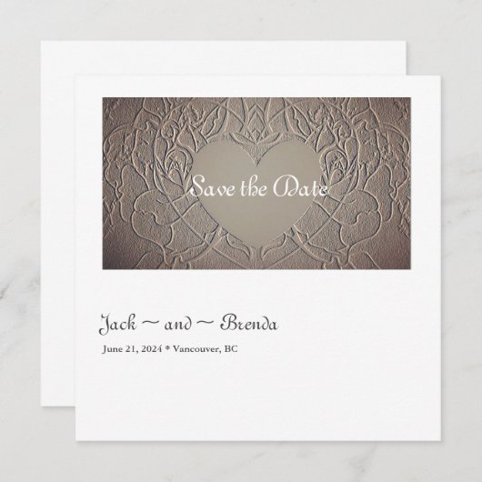 Save The Date Rose Sableuse avec Cœur (Devant / Derrière)