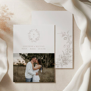 Save The Date Rose sépia taupe vintage élégante