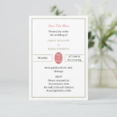 Save The Date Rose Simple Et Vert Customisé (Debout devant)