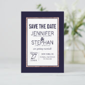 Save The Date Rose simple Gold Linked Marine Mariage bleu (Debout devant)