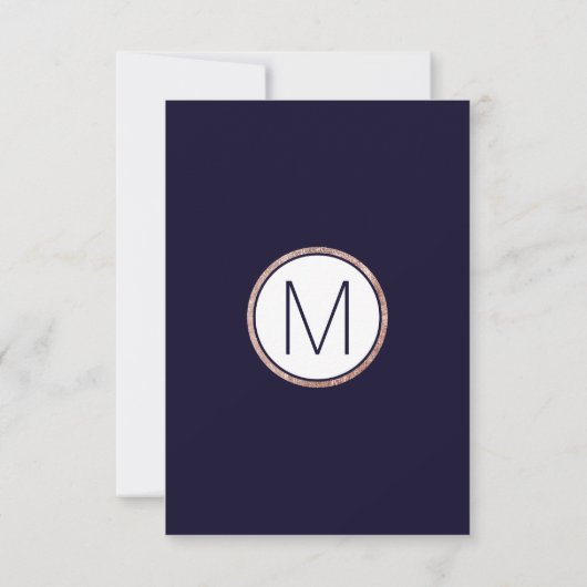Save The Date Rose simple Gold Linked Marine Mariage bleu (Dos)