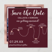 Save The Date Rose simple mignon or Bourgogne Mariage de chronol (Devant / Derrière)