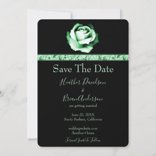 Save The Date Rose Vert Enregistrer La Date (Devant)