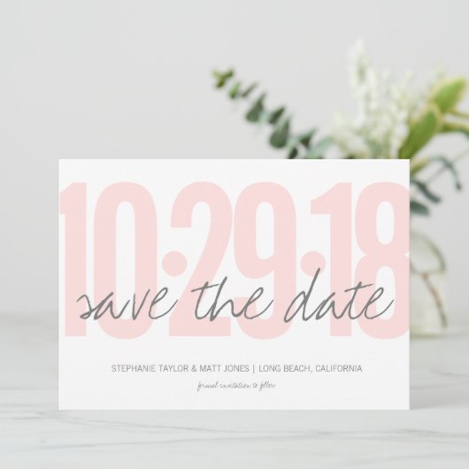 Save The Date Rose vif Enregistrer la date, mariage, photo sur l (Debout devant)