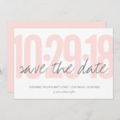 Save The Date Rose vif Enregistrer la date, mariage, photo sur l (Devant / Derrière)