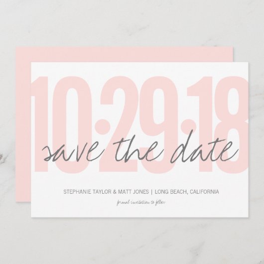 Save The Date Rose vif Enregistrer la date, mariage, photo sur l (Devant / Derrière)