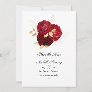 Save The Date Rose Vintage Rouge et Or Quinceañera