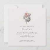 Save The Date Rose, vintage, thème rose romantique (Devant)