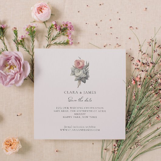 Save The Date Rose, vintage, thème rose romantique