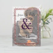 Save The Date Rose violet or arrosé Confetti Mariage photo (Debout devant)