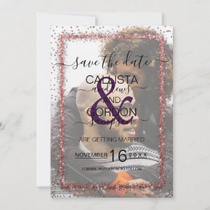 Save The Date Rose violet or arrosé Confetti Mariage photo