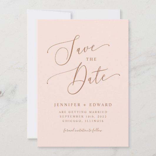 Save The Date Rose Vive Moderne Minimale Enregistrer La Date (Devant)