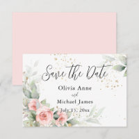 Roses aquarelles rose tendre Enregistrez la Date