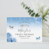 Save The Date Roses Argent et Bleu des Bahamas Élégantes (Debout devant)