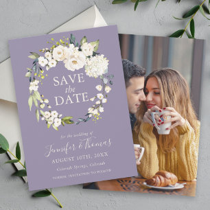 Save The Date Roses blanches et Hydrangeas Floral Enregistrer la