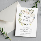 Save The Date Roses blanches et Hydrangeas Floral Enregistrer la